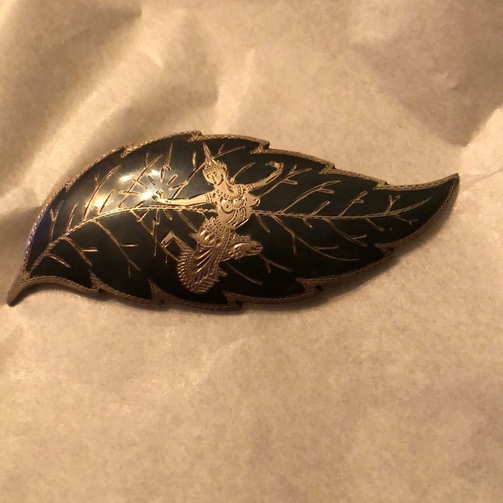Vintage SIAM Nielloware Sterling‎ Brooch